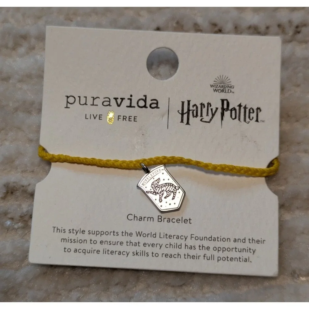 Pura Vida Harry Potter Hufflepuff Charm Braided‎ Bracelet Yellow 10BRXX1690 NWT